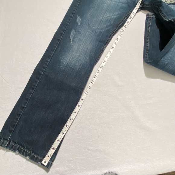 Free Planet Men’s Straight Leg Distressed Blue Jeans, Size 32/32 - Picture 10 of 12